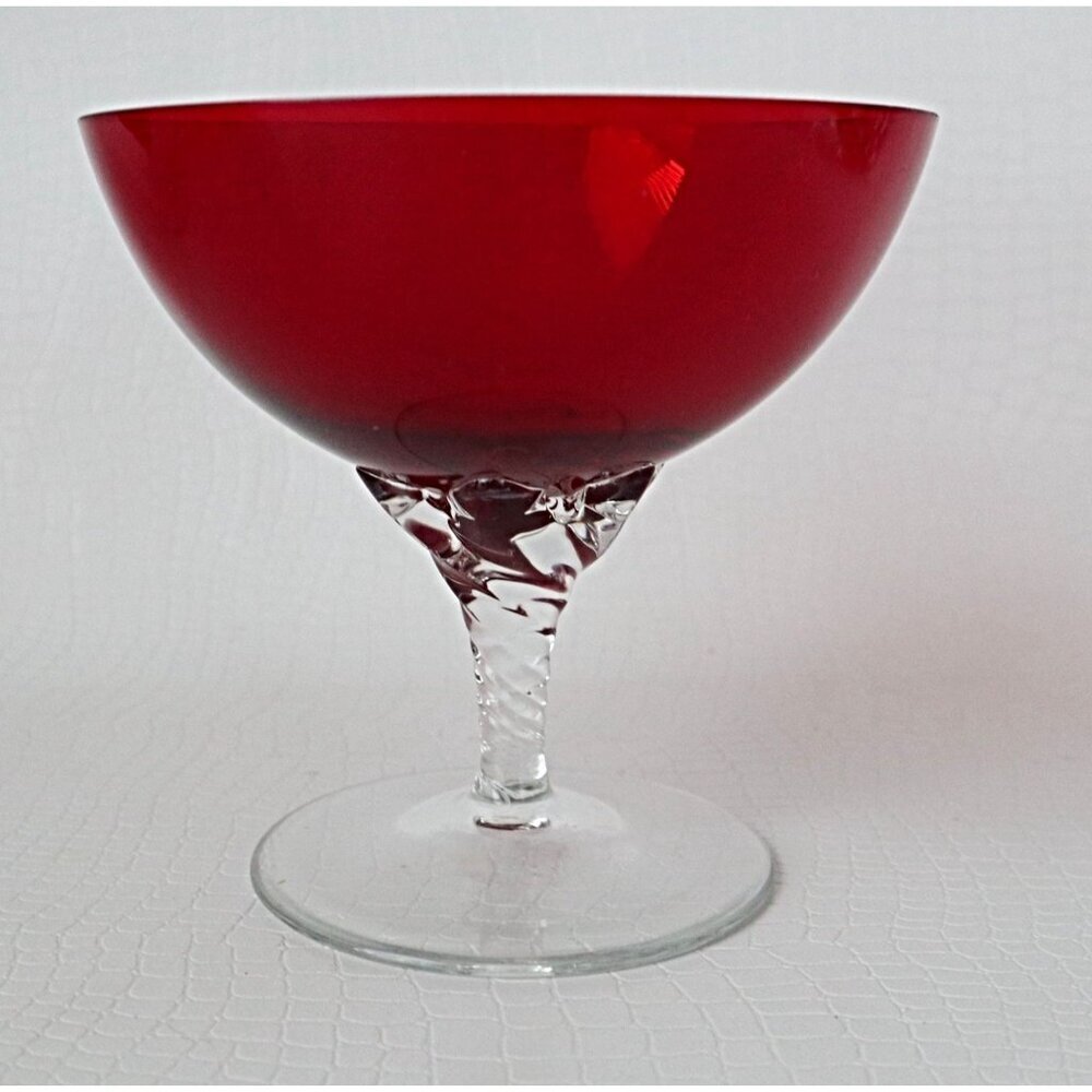 4 Vintage Blefeld Royal Ruby Stem Wine Glasses Barware - Picture 4 of 6